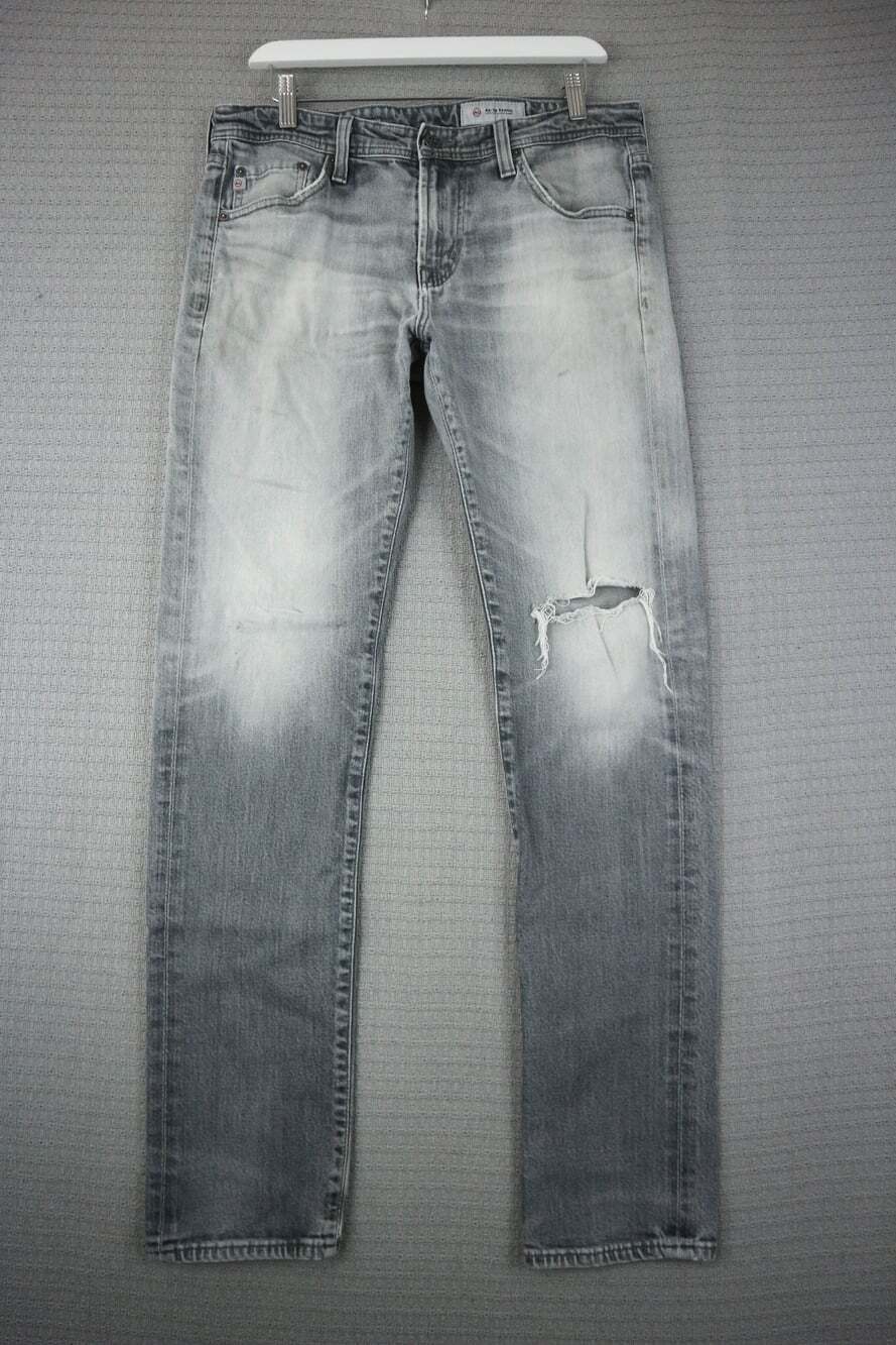 AG Adriano Goldschmied The Tellis Slim Fit Jeans Men Size 33 Gray Distressed Den